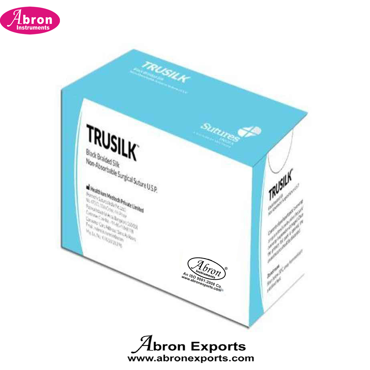 Surgical Suture Black Baided Silk Sterile with Needle 10pc Abron ABM-3601SBS 